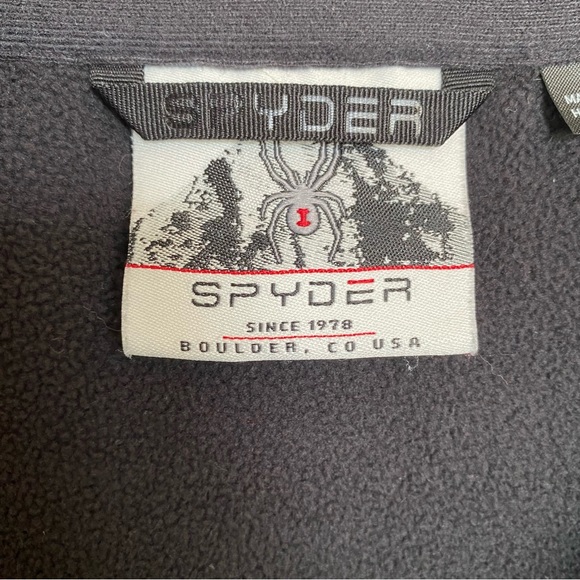 Spyder Sweater Mens Size Medium Pullover Half Zip Mock Neck Fleece Gray Black - Picture 7 of 10